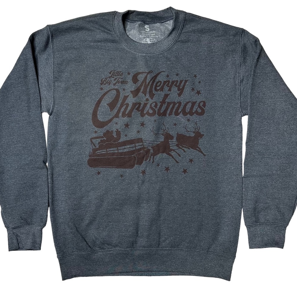 NWOT Little Big Town Official Merry Christmas Crewneck Sweatshirt Grey Unisex S